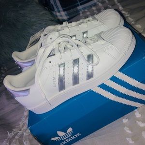 NEW white adidas superstars